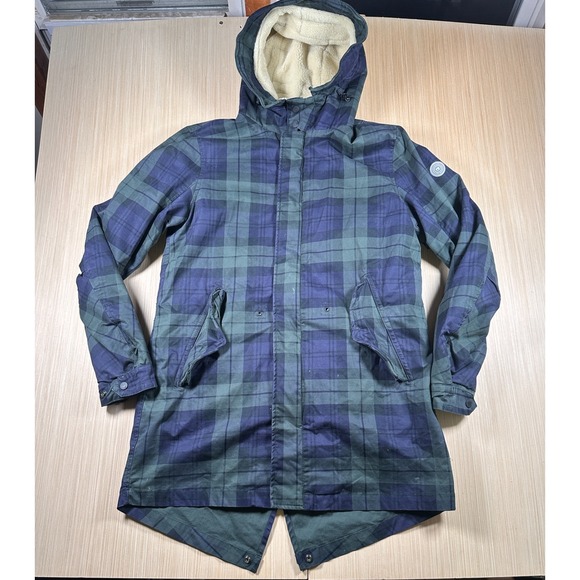 Scotch & Soda Other - Scotch & Soda Parka Jacket Mens Large Blue Green Plaid Sherpa Lined Travel Light